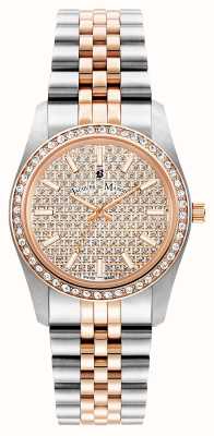 Jacques Du Manoir Inspiration Glamour (34mm) Rose-Gold Pave Dial / Two-Tone Stainless Steel Bracelet JWL01104