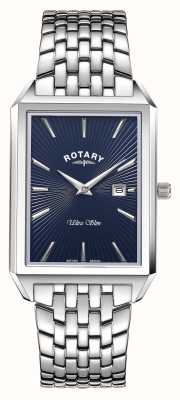 Rotary Men's Ultra Slim Square Dial Fine Link Stainless Steel GB08020/05