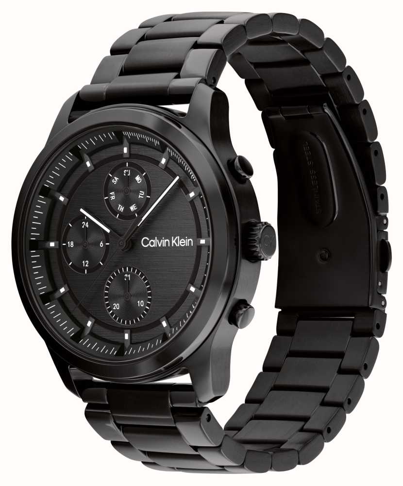 Calvin Klein Face Stainless Steel Black PVD Red Paint Closed
