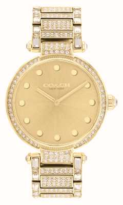 Coach Women's Cary | Gold Dial | Gold-Tone Crystal Set Bracelet 14503993