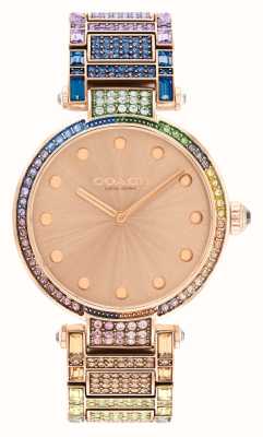 Coach Women's Cary | Rose Gold Dial | Rainbow Crystal Set Bracelet 14503994