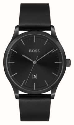 BOSS Men's Reason | Black Dial | Black Leather Strap 1513977