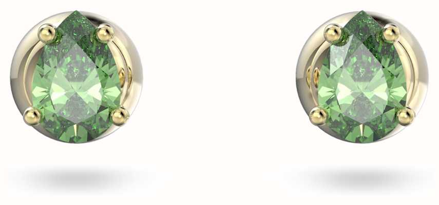 Swarovski Stilla Stud Earrings | Green Pear Cut Crystals | Gold-Tone Plated 5639120