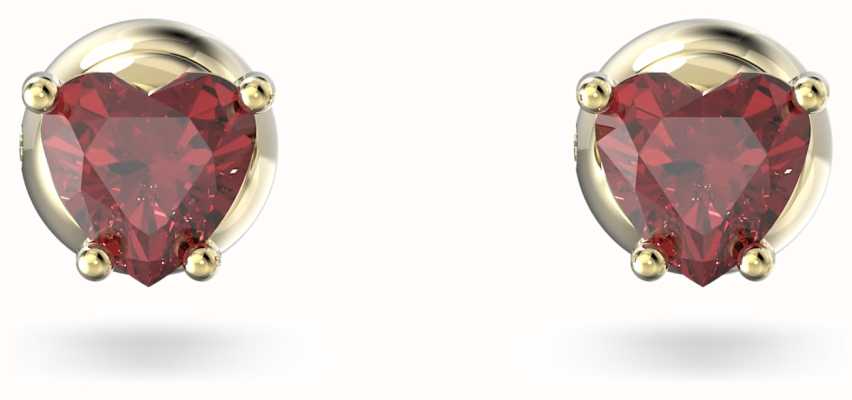 Swarovski Stilla Stud Earrings | Red Heart Cut Crystals | Gold-Tone Plated 5639133