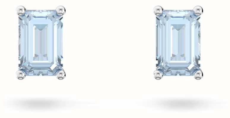 Swarovski Stilla Stud Earrings | Blue Crystal | Rhodium Plated 5639134