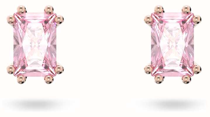 Swarovski Stilla Stud Earrings | Pink Cushion Cut Crystals | Rose Gold-Tone Plated 5639136