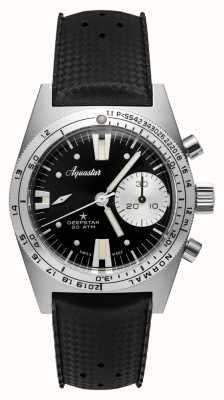 Aquastar Deepstar 39mm Chronograph Vintage Black / Tropic Strap DS39-TRO VB