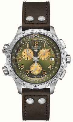 Hamilton Khaki Aviation | X-Wind GMT Chronograph | Quartz | Green Dial H77932560