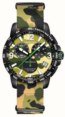 Certina DS Podium Lap Timer | Green Camouflage Dial | Green Camouflage Fabric Strap C0344533809700