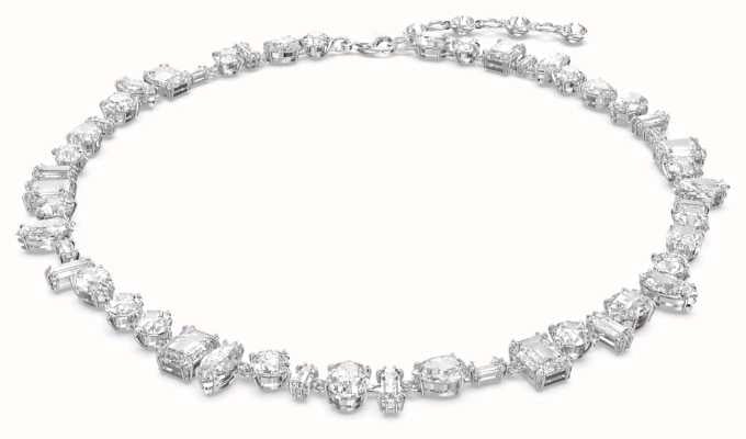 Swarovski Gema Necklace | Mixed Crystal Cuts | White | Rhodium Plated 5639327