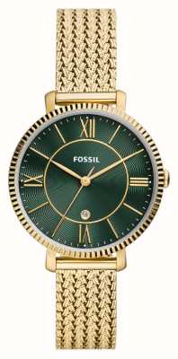 Fossil Women's Jacqueline | Green Dial | Gold Stainless Steel Bracelet ES5242