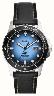Fossil Men's Blue | Blue Dial | Black Eco Leather Strap FS5960