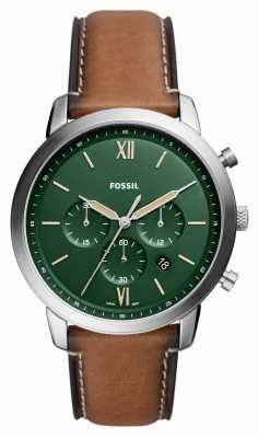 Fossil Men's Neutra | Green Chronograph Dial | Tan Eco Leather Strap FS5963
