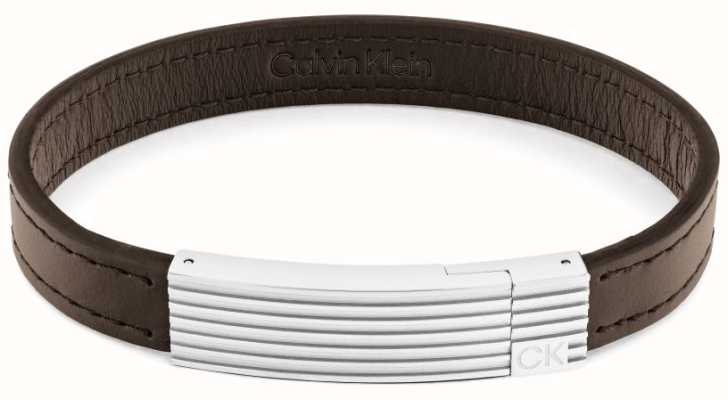Calvin Klein Mens | Brown Leather | Stainless Steel | Bracelet 35000268