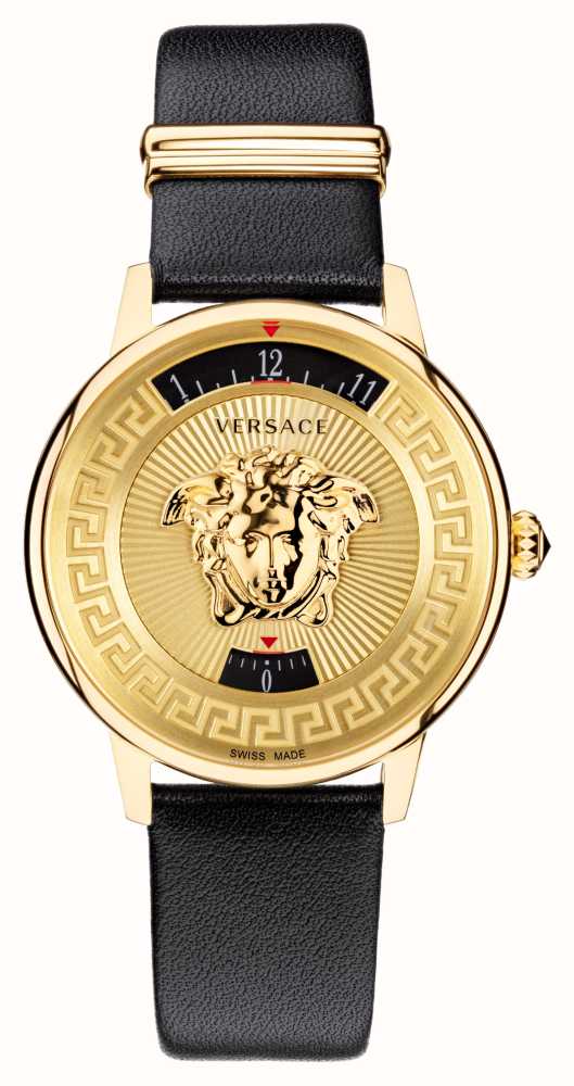 Versace MEDUSA ICON (38mm) Gold Dial / Black Leather VEZ200221 - First  Class Watches™ IRL