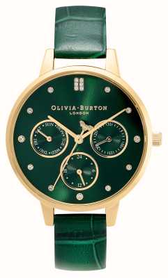 Olivia Burton Women's | Green Multifunction Dial | Green Leather Strap 24000010