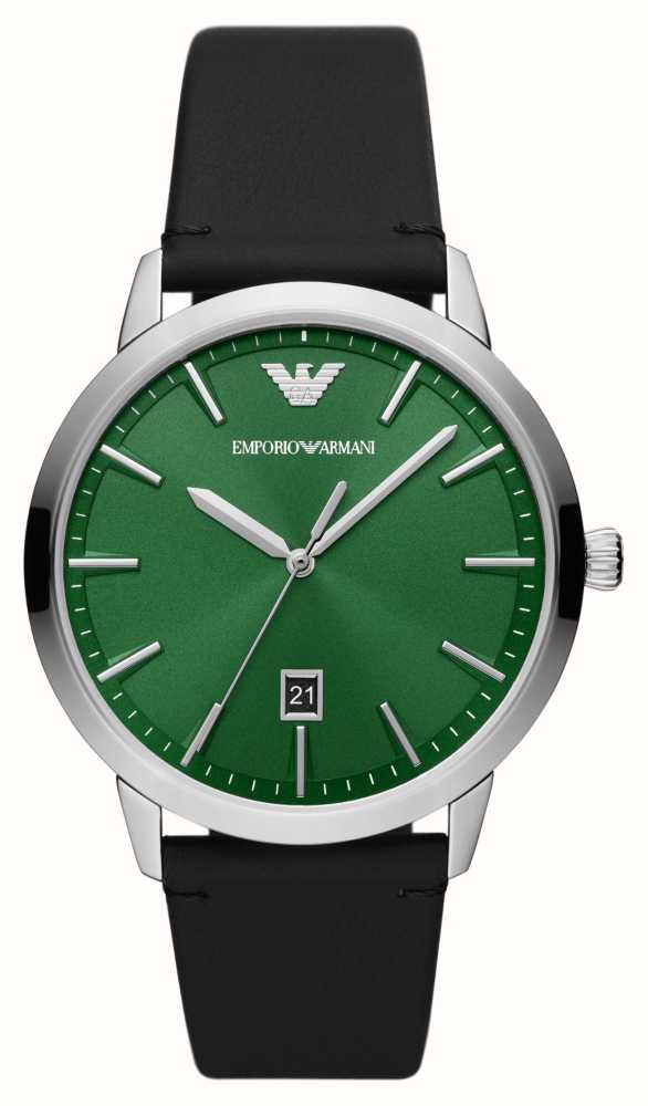Emporio Armani Men's | Green Dial | Black Leather Strap AR11509 - First  Class Watches™ IRL
