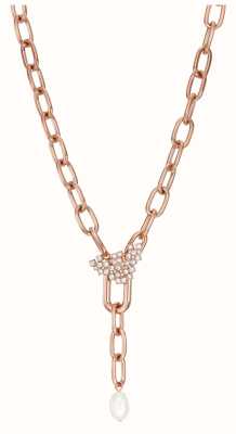 Armani Exchange Women's Necklace | Rose Gold-Tone Stainless Steel | Crystals and Pearl EGS2963221