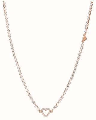 Emporio Armani Women's Necklace | Rose Gold-Tone | Crystal Set | Heart Pendant EGS2965221