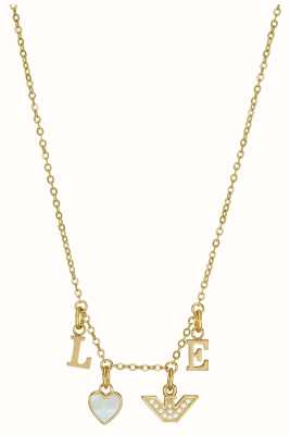 Emporio Armani Women's Love Necklace | Gold Tone Stainless Steel | Mother of Pearl EGS2968710