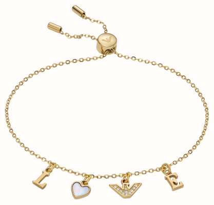 Emporio Armani Women's Love Bracelet | Gold-Tone Stainless Steel | Mother of Pearl EGS2969710