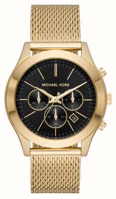 Michael Kors Slim Runway | Black Chronograph Dial | Gold Steel Mesh Bracelet MK9057