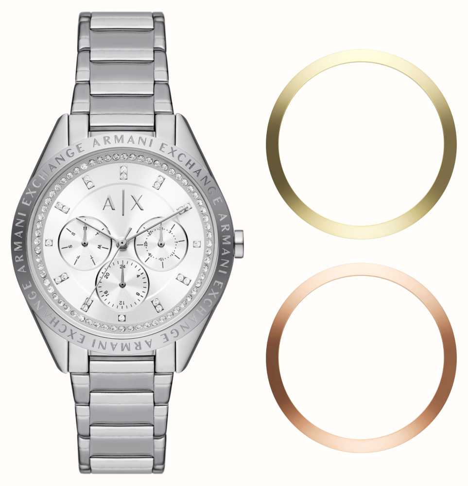 Armani Exchange Women's Interchangeable Bezel Watch | Crystal Set |  Stainless AX7142SET - First Class Watches™ IRL