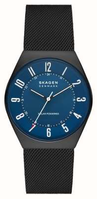 Skagen Men's Grenen Solar | Blue Dial | Black Steel Mesh Bracelet SKW6837