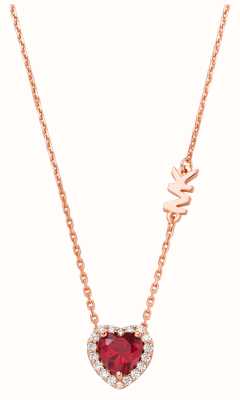 Michael Kors Heart Crystal Necklace | Rose Gold Plated Sterling Silver MKC1520BG791