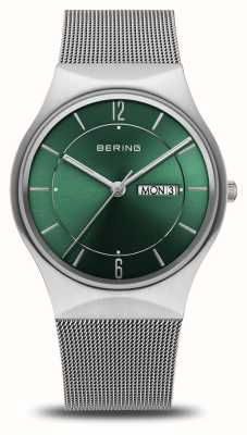 Bering Day Date Classic | Green Dial | Stainless Steel Mesh 11938-008DD
