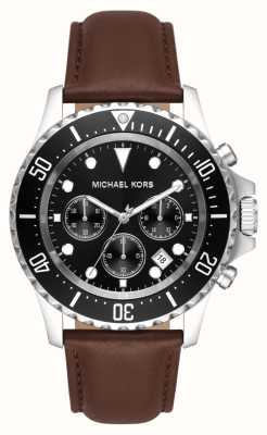 Michael Kors Everest | Black Chronograph Dial | Brown Leather Strap MK9054