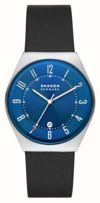 Skagen Men's Grenen | Blue Dial | Black Leather Strap SKW6814