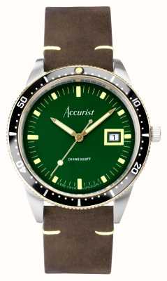 Accurist Dive Mens | Green Dial | Brown Leather Strap 72000