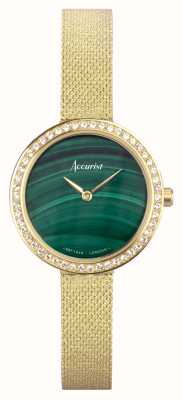 Accurist Jewellery Womens | Green Malachite Dial | Gold PVD Steel Mesh Bracelet 78004