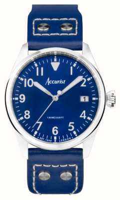 Accurist Aviation Mens | Blue Dial | Blue Leather Strap 76001