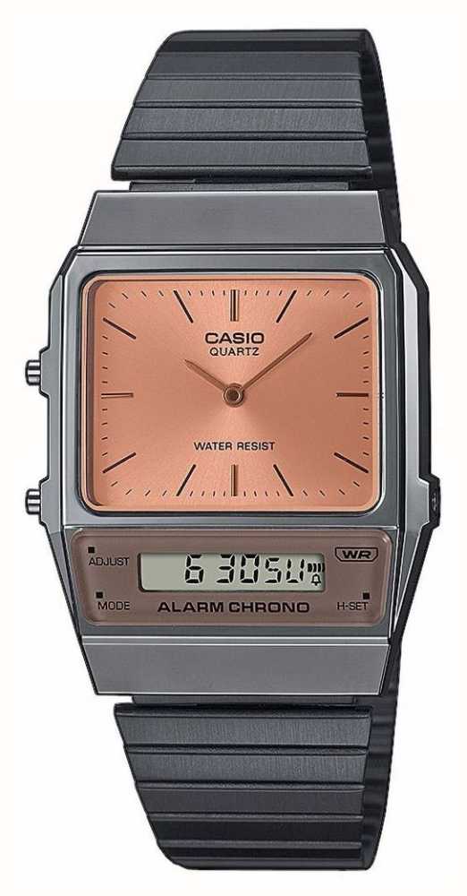 Casio Vintage | Orange Dial | Black IP Stainless Steel Bracelet AQ-800ECGG-4AEF  - First Class Watches™ IRL