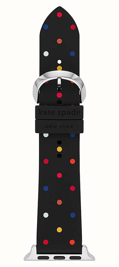 Kate Spade Apple Watch Strap (38/40/41mm) Black Polka Dot Silicone KSS0142  - First Class Watches™ IRL