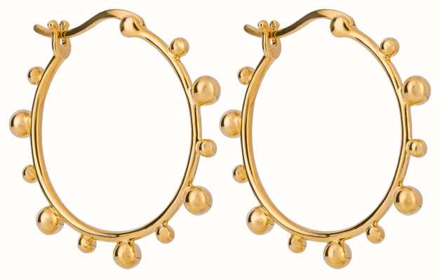 Elements Silver Gold Plated Sterling Silver Bead Decorated Hoop Earrings E6248