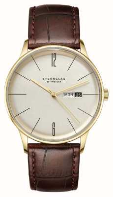STERNGLAS Berlin Quartz (38mm) Sepia Gold Dial / Brown Leather S01-BE14-HE01