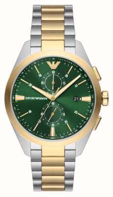 Emporio Armani Men's | Green Chronograph Dial | Two-Tone Stainless Steel Bracelet AR11511