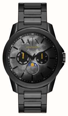 Armani Exchange Men's | Grey Dial | Moonphase | Black Stainless Steel Bracelet AX1738