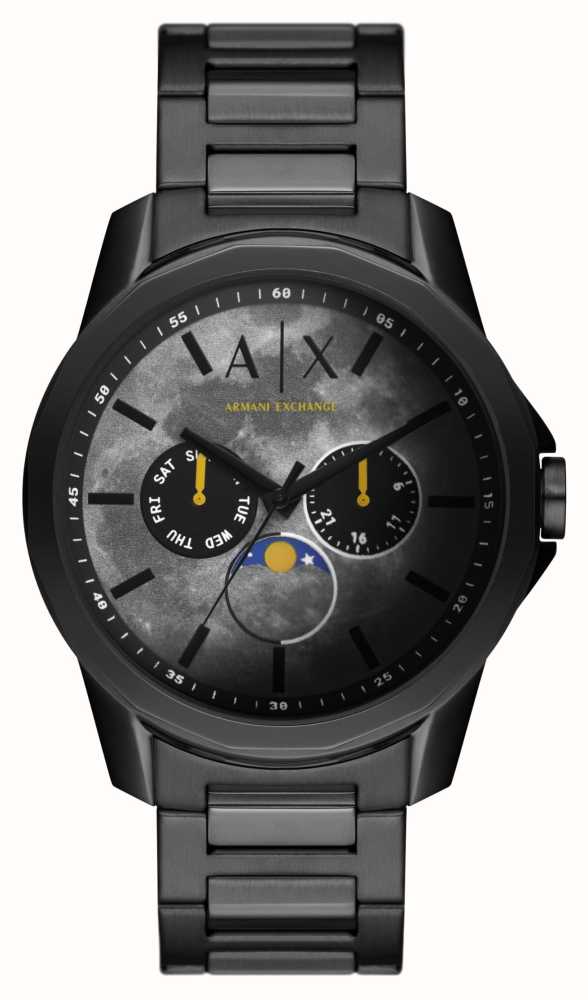 Armani Exchange Men's | Grey Dial | Moonphase | Black Stainless Steel  Bracelet AX1738 - First Class Watches™ IRL