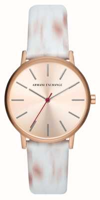 Armani Exchange Women's | Rose Gold Dial | White and Pink Leather Strap AX5588