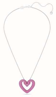 Swarovski Una Heart Pendant Necklace Rhodium Plated Purple Crystals 5646571