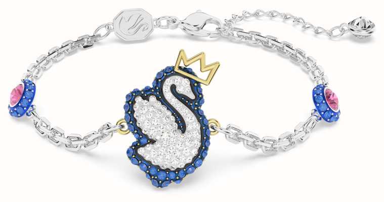 Swarovski Pop Swan Bracelet | Rhodium Plated | Blue and White Crystals 5650187