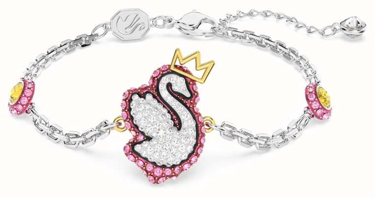 Swarovski Pop Swan Bracelet | Rhodium Plated | Pink White and Yellow Crystals 5650188