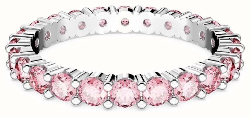 Swarovski Matrix Ring | Rhodium Plated | Pink Crystals | Size 52 5658853