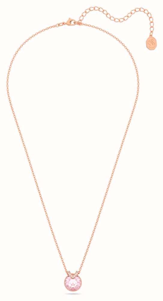 Stone necklace, Intertwined circles, Pink, Rose gold-tone plated | Swarovski
