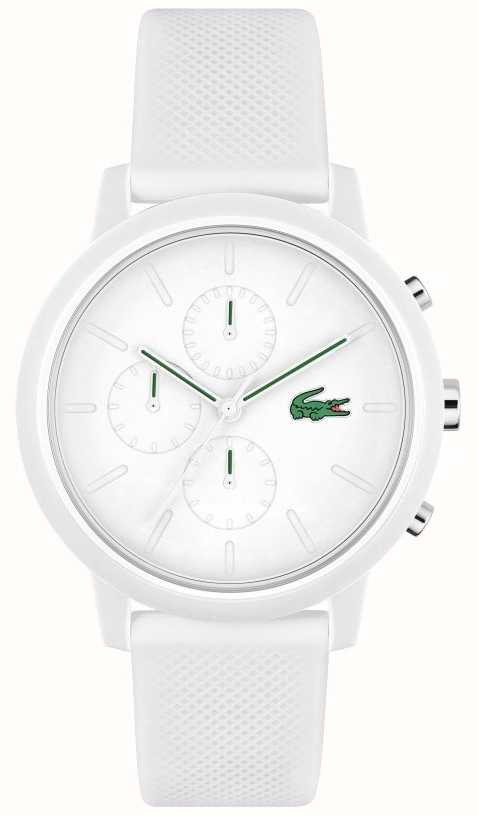 Lacoste Men\'s 12.12 Chrono | White Dial | White Silicone Strap 2011246 -  First Class Watches™ IRL | Quarzuhren