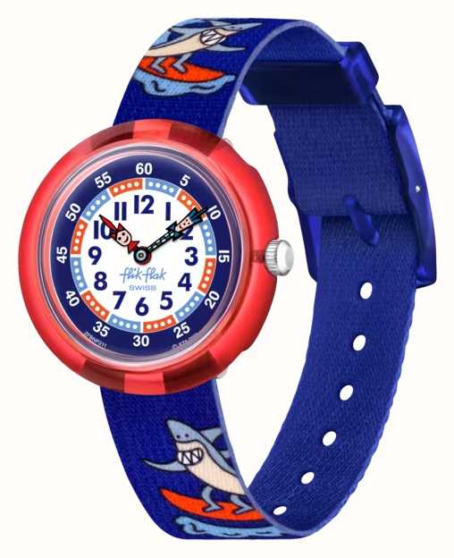 Flik Flak Yeeew Red and Blue Shark Design Fabric Strap FBNP211